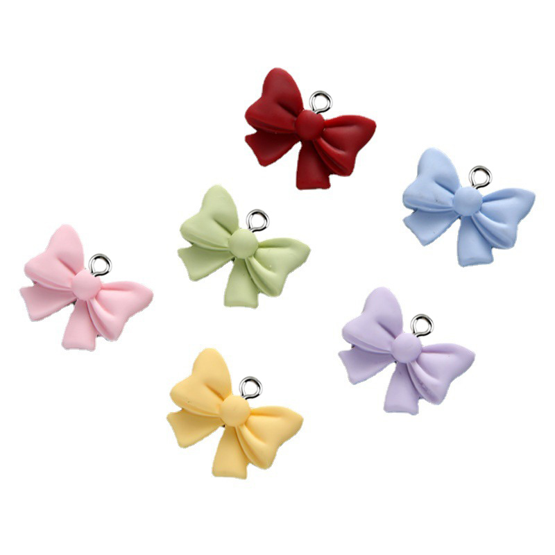 Butterfly Pendant Necklace - 10Pcs Macaron Bowknot Butterfly Resin Charms
