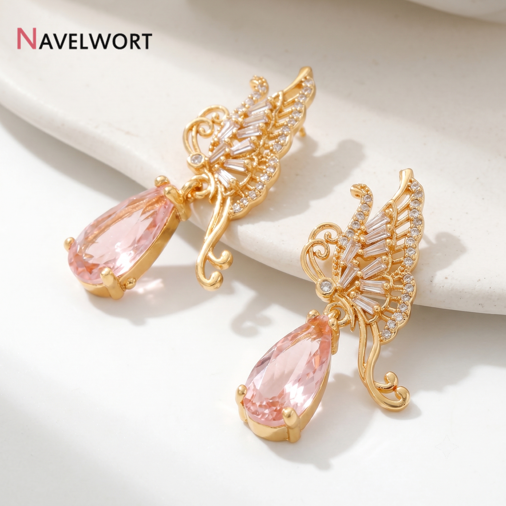 Butterfly Pendant Necklace - 18K Gold Plated Brass With Zircon