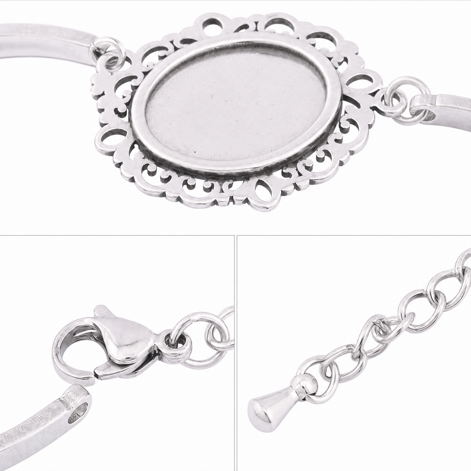 3pcs Stainless Steel Fit 13x18 - đánh giá và giá Cuff Bangle Bracelet