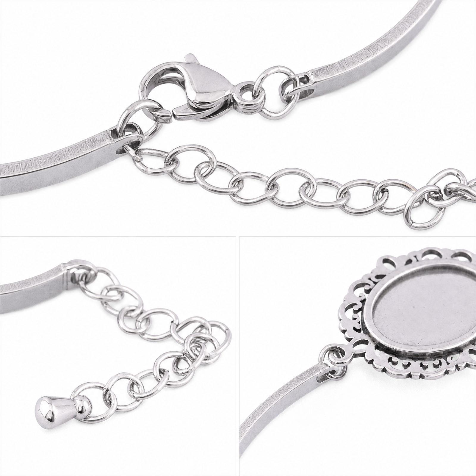 3pcs Stainless Steel Fit 13x18 - đánh giá và giá Cuff Bangle Bracelet