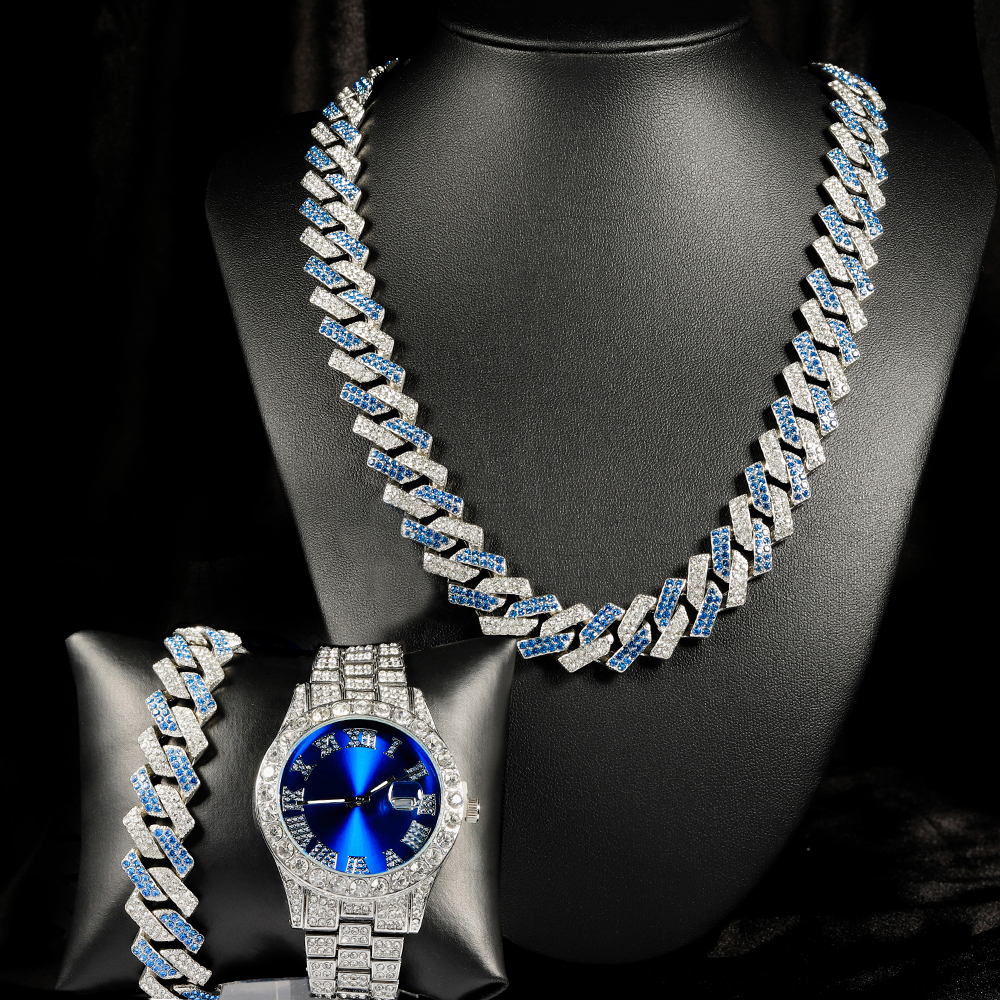 3pcs Hip-hop Watch Jewelry Set - đánh giá và giá Jewelry Watches Men