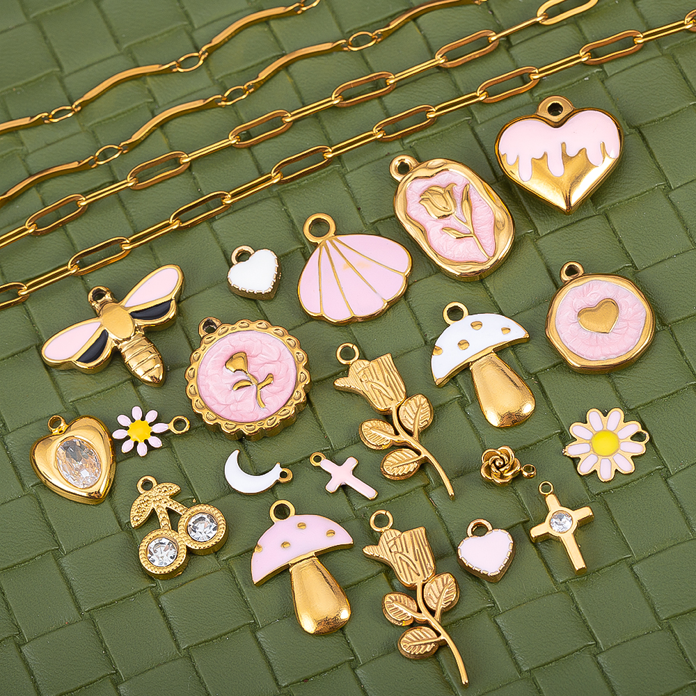 2pcs Gentle Pink Enamel Stainl - đánh giá và giá Butterfly Pendant Necklace