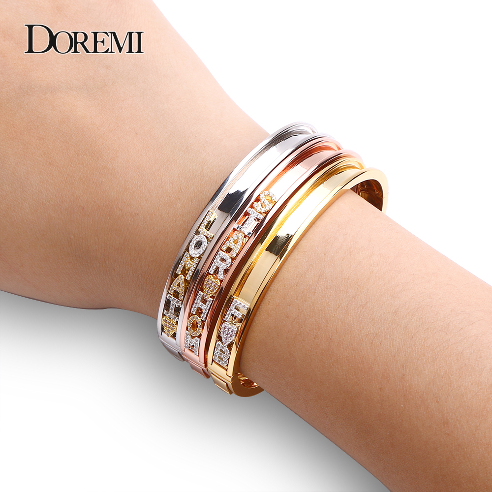 DOREMI DIY Zirconia Letters Cu - đánh giá và giá Cuff Bangle Bracelet