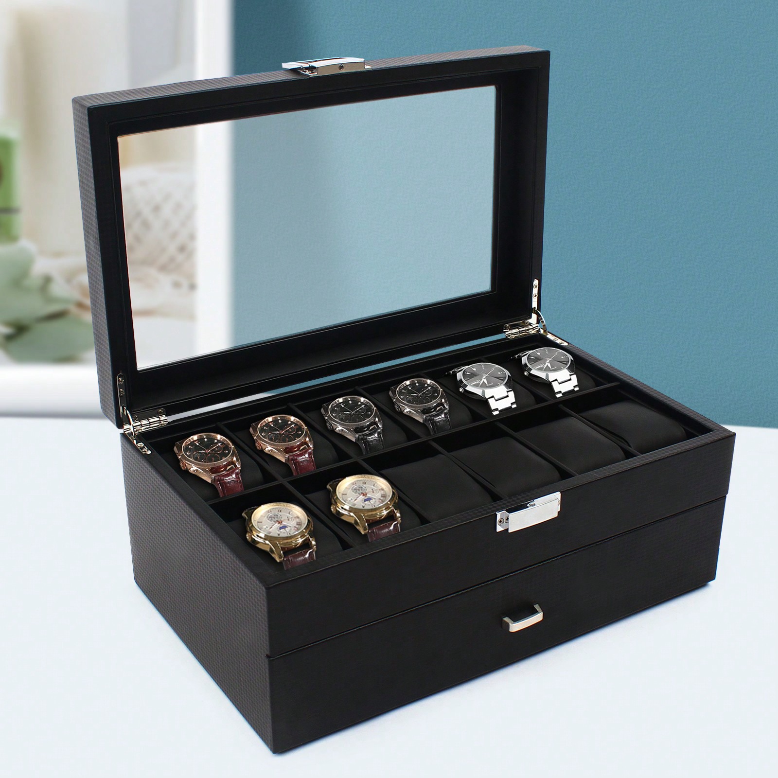24 Slot Men Watch Display Case - đánh giá và giá Jewelry Watches Men
