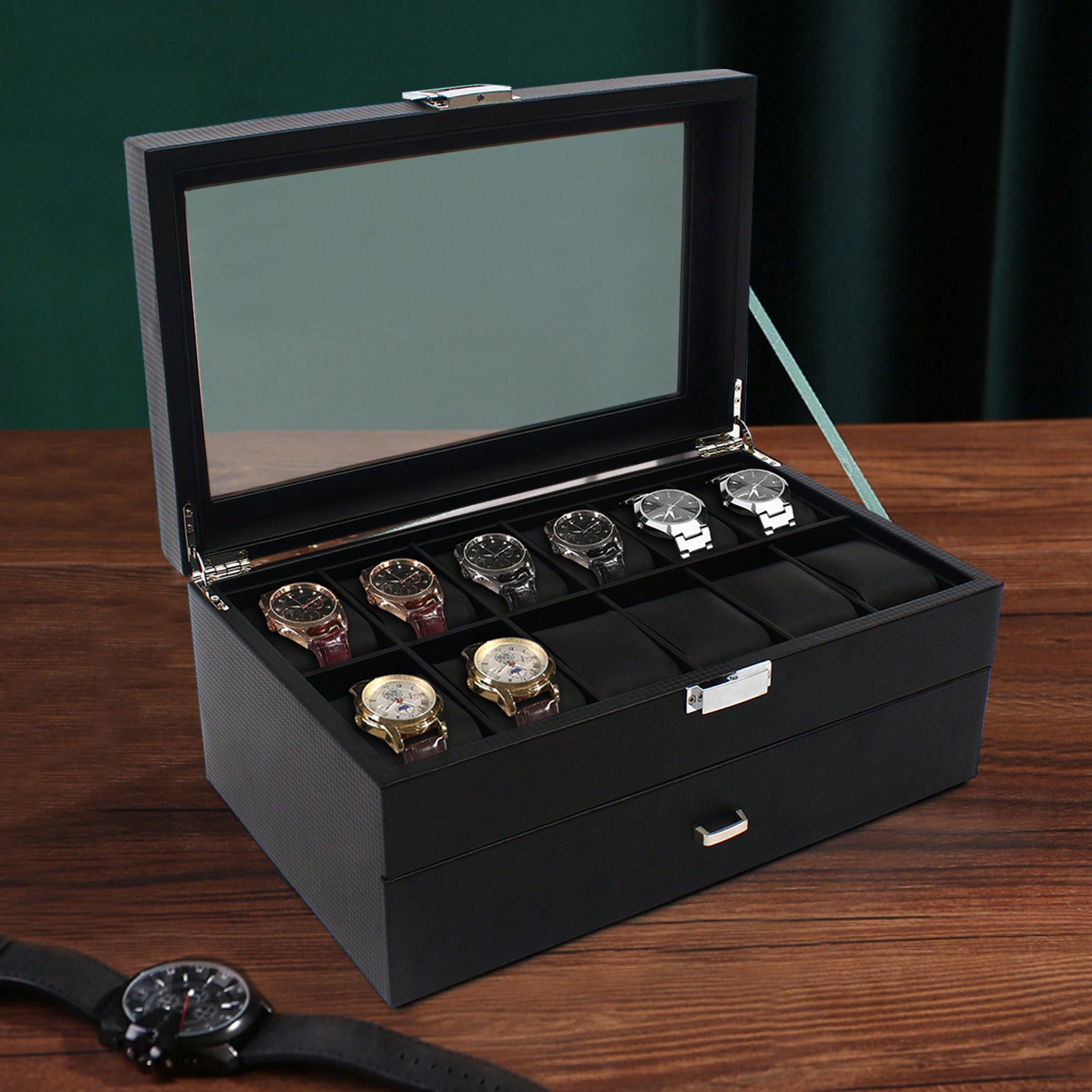 24 Slot Men Watch Display Case - đánh giá và giá Jewelry Watches Men