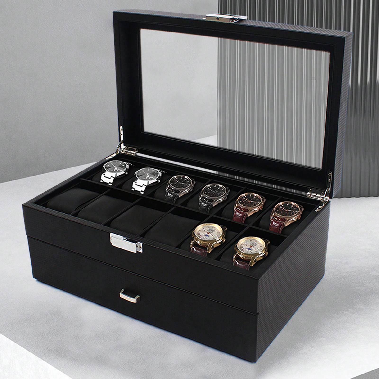24 Slot Men Watch Display Case - đánh giá và giá Jewelry Watches Men