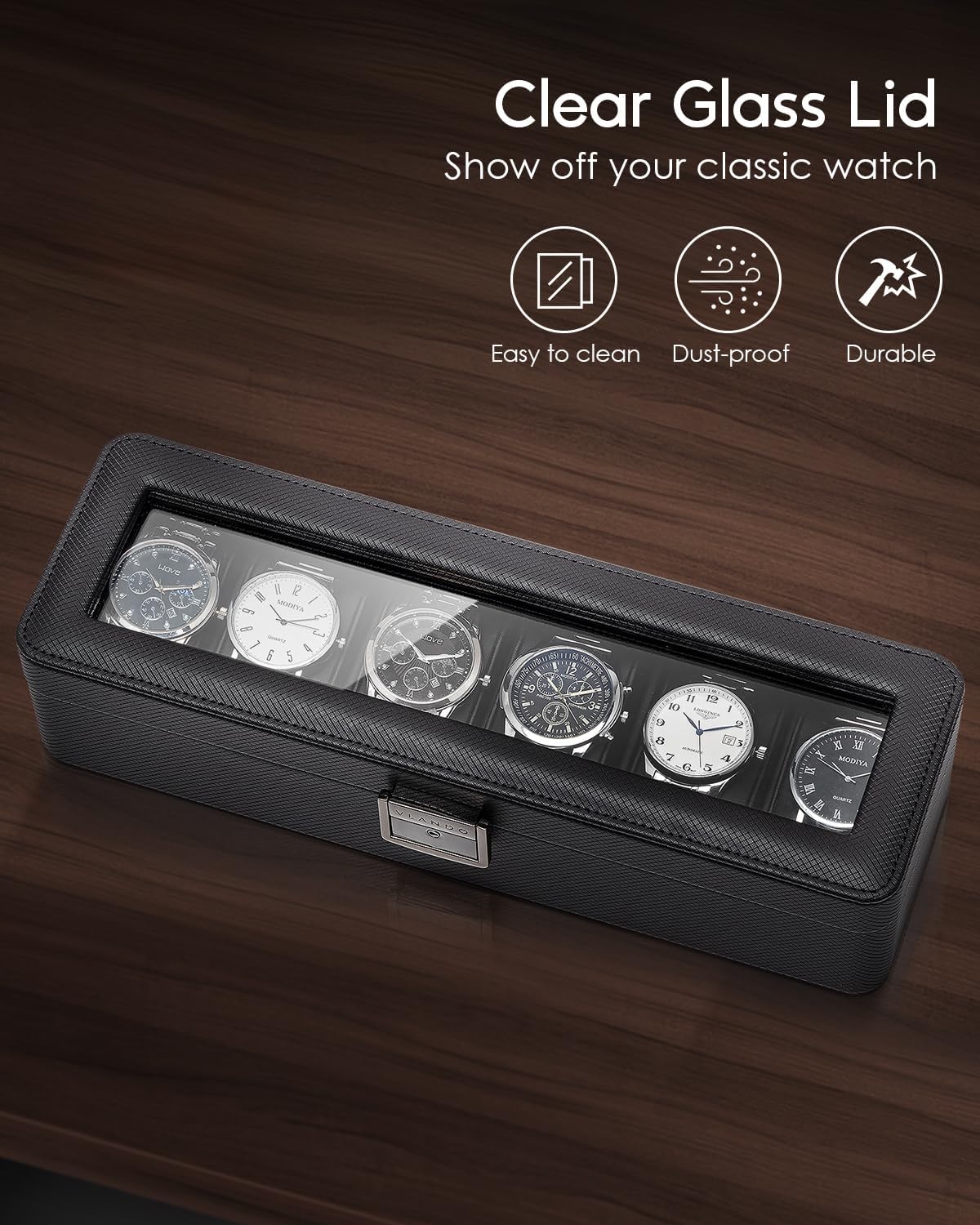6-Slot Watch Case with Glass L - đánh giá và giá Jewelry Watches Men