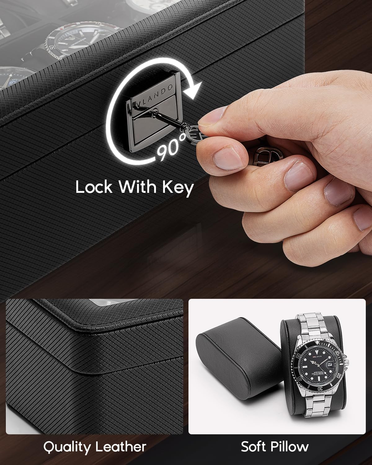 6-Slot Watch Case with Glass L - đánh giá và giá Jewelry Watches Men