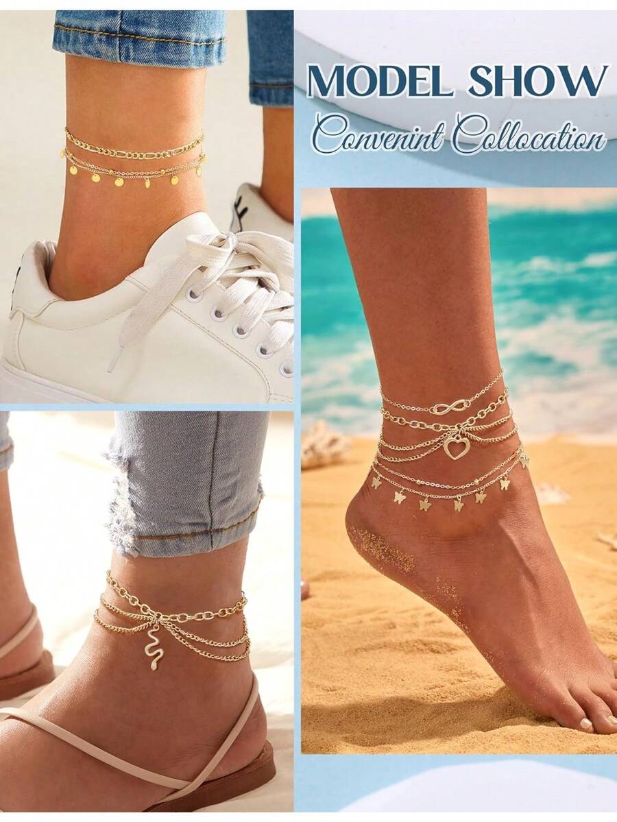 20Pcs Open Toe Rings And 6Pcs  - đánh giá và giá Anklet Foot Chain