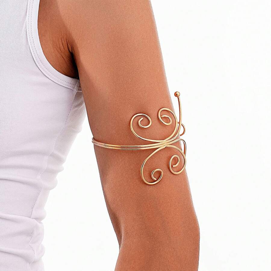 Elegant Gold Plated Floral Arm - đánh giá và giá Cuff Bangle Bracelet