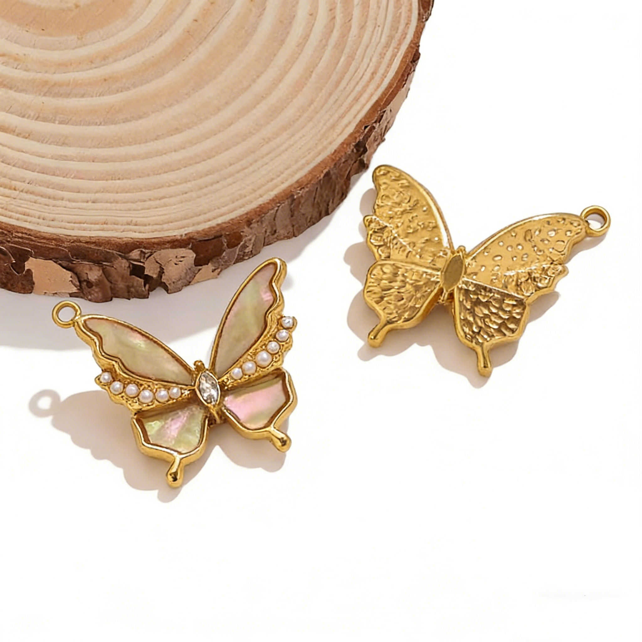 2PCS Butterfly Charms Enamel S - đánh giá và giá Butterfly Pendant Necklace
