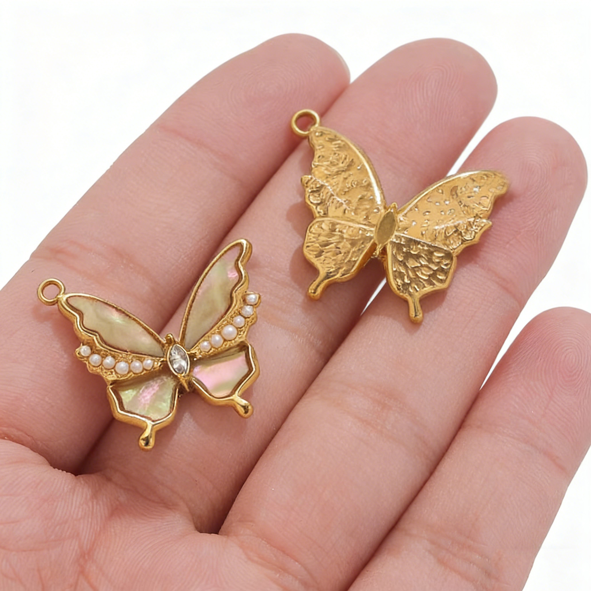 2PCS Butterfly Charms Enamel S - đánh giá và giá Butterfly Pendant Necklace