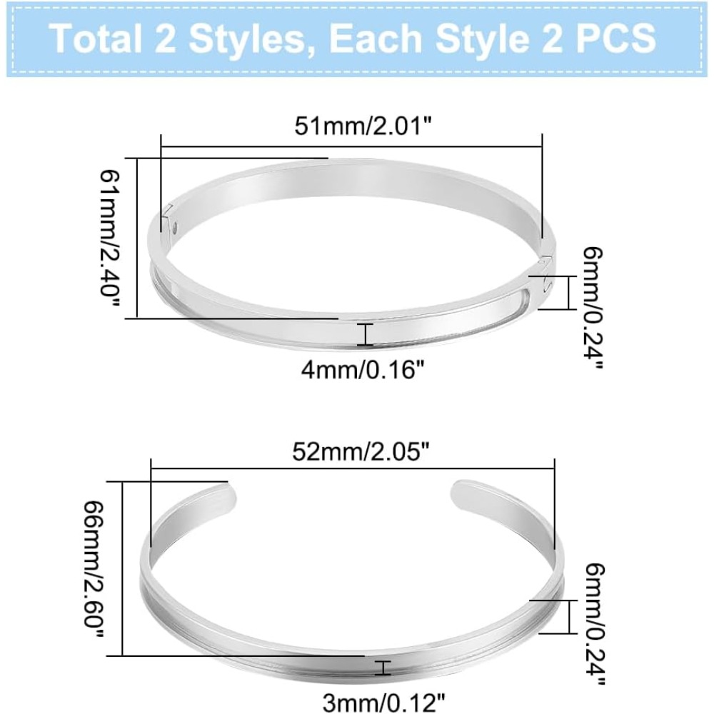 4Pcs 2 Styles Grooved Cuff Ban - đánh giá và giá Cuff Bangle Bracelet