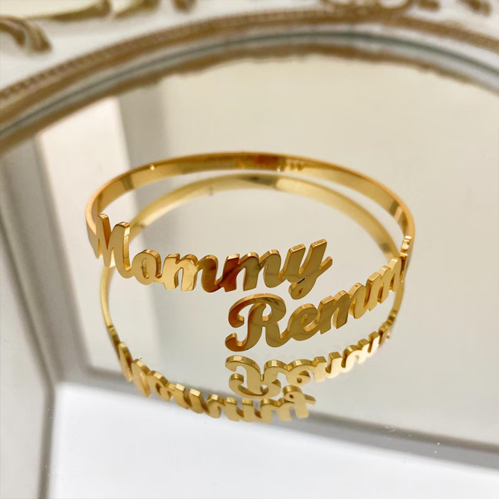 Customize Two Name Bracelets,  - đánh giá và giá Cuff Bangle Bracelet