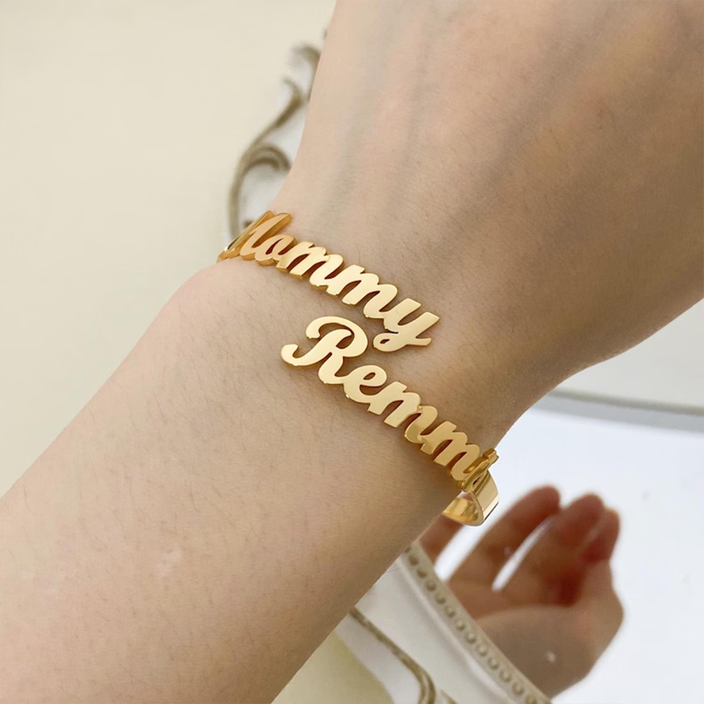 Customize Two Name Bracelets,  - đánh giá và giá Cuff Bangle Bracelet