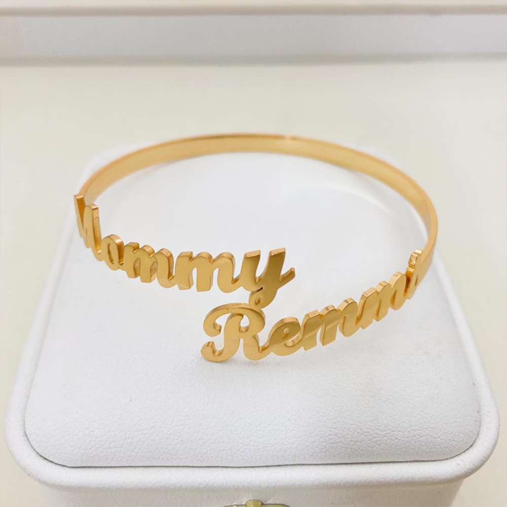 Customize Two Name Bracelets,  - đánh giá và giá Cuff Bangle Bracelet