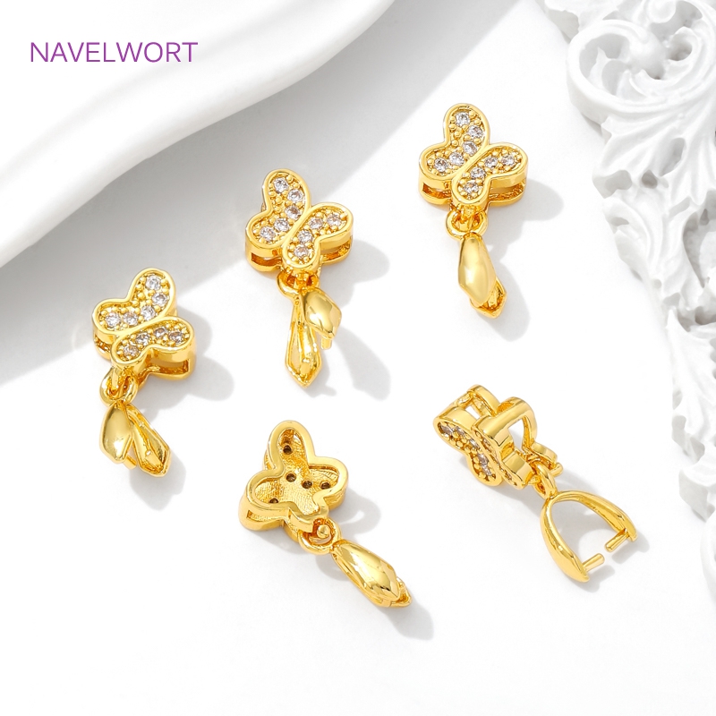 Brass Pinch Bails 18K Gold Pla - đánh giá và giá Butterfly Pendant Necklace