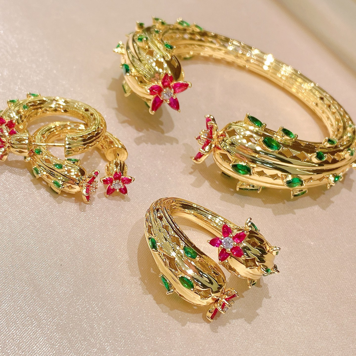 925 Silver Lab Red Corundum Gr - đánh giá và giá Cuff Bangle Bracelet