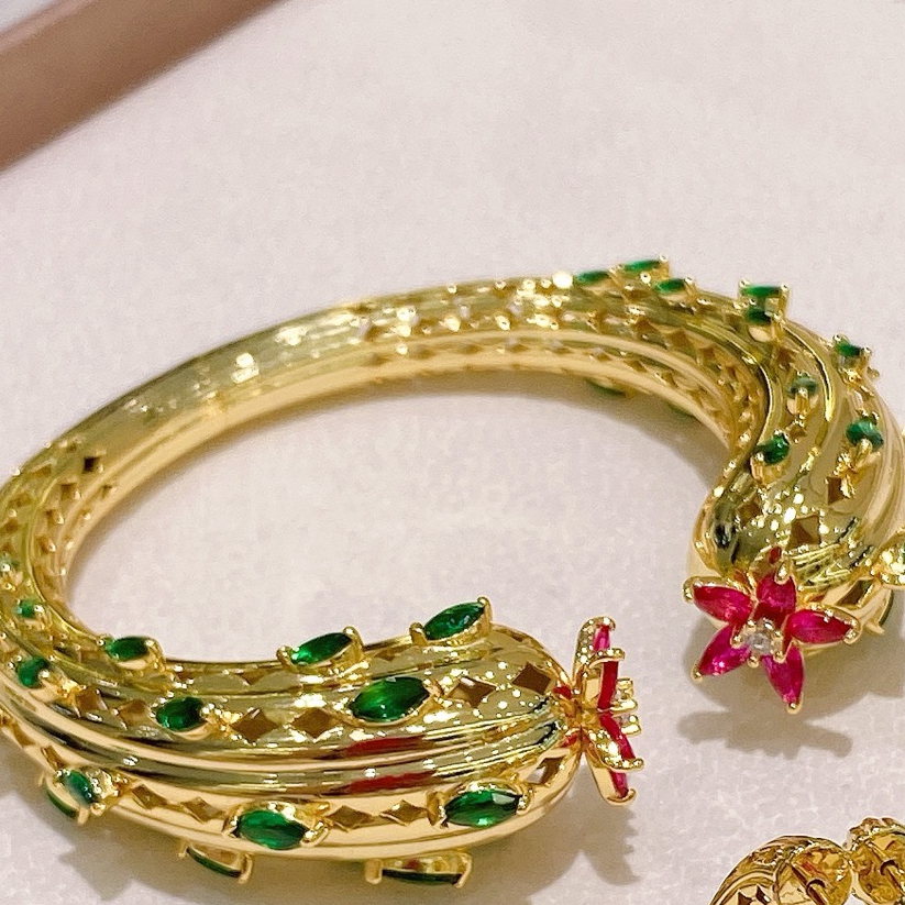 925 Silver Lab Red Corundum Gr - đánh giá và giá Cuff Bangle Bracelet